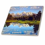 Danita Delimont – 山 – 米国、ワイオミング、Grand Teton NP。Grand Tetons反映in the Snake River。 – タイル 8" ct_205650_
