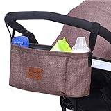 BEATON JAPAN 哺乳瓶スタンド付き ベビーカー用バッグ オーガナイザー 取り付け簡単 オープンタイプ(ブラウン)