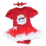 BAOHULU ベビー服　ワンピース　女の子用　チュールスカート　半袖/長袖　綿　ヘアバンド/ワンピース2点セット　クリスマス　サンタクロース　プレゼント　百日祝い　出産お祝い　写真/撮影