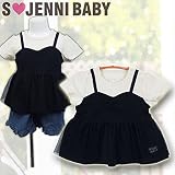 S JENNI BABY(ジェニィベビー)重ね着風_天竺半袖デザインTシャツ(90,100cm/クロ30)♪77153 (100cm)