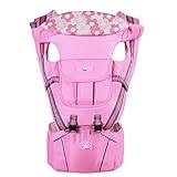 抱っこひも　ベビーキャリア　腰ベルト　赤ちゃん　新生児　多機能　0-3歳に設定　通気性　着脱し易い　調整可能 (ピンク)