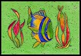 Caroline's Treasures 8568JMAT Tropical Fish on Green Indoor or Outdoor Mat, 24' x 36', Multicolor [並