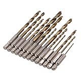 BEE&BLUE 六角軸ドリル ドリル刃セット 13本 高速鋼ドリルビット 鉄工用ドリル ネジ抜き専用工具 チタンコーティング ストレート切削シャンク 木工金属掘削 穴あけツールパワーツール