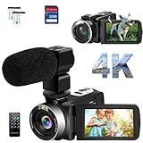 ビデオカメラ 4K 75MP 30FPS18Xデジタルズーム 外付けマイク付属LEDフィルライト機能 3.0インチ LCDスクリーン Vlogカメラ YouTube用ウェブカメラ一時停止機能 リモコン付き バッテリー2個32ＧＢのＳＤカード付属日本語取扱説明書7500万画素数