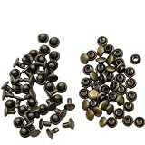 KUKU工房 両面カシメ レザークラフト材料 100組セット (頭5mmｘ足4mm, アンティークゴールド)
