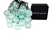 バブル ボール LED 30灯 ソーラー イルミネーション太陽光 充電式 コンセント不要 (グリーン)