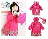 【YusonGirl 】動物さんのレインコート 男の子　女の子　レインコート カッパ 雨具 カッパ　雨具　新学期用 子どもレインコート ピンク (2XL)