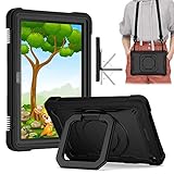 「Doo」Fire HD 8 2020 ケース New Fire HD 8/8 Plus 2020 第10世代 カバー fire HD8キッズケース Touch ID対応 耐衝撃 頑丈 子供向け ハンドル 360度回転スタンド 手持ちの便利さ ペンシル収納 ストラップ付き 携帯便利 シリコン素材 PC製 多機能 Fire HD 8 2020 / Fire HD 8 Plus 2020兼用タブレット ケース 選べる10色（ブラック）