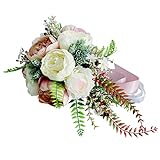 Homyl 人工牡丹　フラワー　造花　フラワーブーケ　結婚式　花嫁　花ガール　パーティー　装飾　DIY　デコレーション　3色選べ - ライトピンク