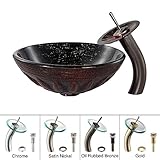 Kraus C-GV-681-19mm-10ORB Magma Glass Vessel Sink and Waterfall Faucet Oil Rubbed Bronze [並行輸入品]