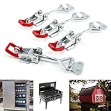フック型トグルクランプ レバーラッチトグルクランプ ボックスラッチ 留め金 工具箱/機器ケース/旅行ボックス 亜鉛メッキ製 12.6 x 3.2 x 1.7cm 4点入り