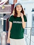 Angeliebe エンジェリーベ マタニティ 授乳口付き ロゴ Tシャツ （ プリント 2タイプ ） 妊婦服 産前 産後 フリー CALIFORNIA グリーン 21769 21769100