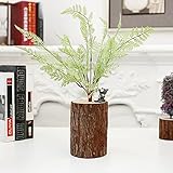 Liebeye 人工観葉植物 造花 木製 植木鉢 盆栽 プラスチック プラント 吊り 牧歌 田園調 家具 飾り物　インテリア サイプレス - 白い尾