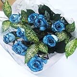 青いバラの花束１０本国産薔薇に着色したブルーローズ結婚祝い、結婚記念日、誕生日プレゼントに