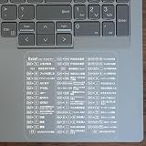 ショートカットキーシール Excel用 7.8×8.2cm｜Excel ショートカットキー 一覧・早見表｜操作早見 表 一覧表｜貼るだけ 時短 作業効率化｜PC用 ショートカットステッカー (Excel／クリア（白文字）, S（縦7.8×横8.2cm）)