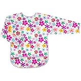 クーシーズ/Kushies 長袖ウォータープルーフ タフタ ビブ（1-2T/2-4T) [Kushiesbib-long] (M.ホワイトフラワー)