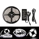 LEDMO Waterproof SMD 5630 Flexible 300 LED Strip Lights Kit with 12V/5A Adapter, Cool White, 16.4-Fe