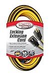 Coleman Cable 02538 12/3 Push-Lock SJTW Locking Extension Cord, Yellow/Black, 50-Feet [並行輸入品]