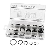 uxcell 内部外部サークリップ　メタル製ハードウェア部品　収納ケース　モーターサークリップ　225個入り