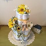 おむつケーキ　2段　出産祝い　男女兼用　人気商品　結婚祝　　Sunflower