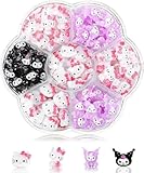 YAYAMIYA ネイルアートチャーム キティ サンリオ 70個セット 3D キティ ネイルデコレーション ジュエリーパーツ デコパーツ 立体 可愛い 手作り ハンドメイド 1箱の漫画の釘の装飾のかわいく大きい釘の石 宝石類の部品はハンドメイドの装飾の部品を制作する12色 (G1-9)