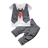 Cutelove 子供服 ベスト Tシャツ Tシャツ＆パンツ 上下セット 半袖 ショートパンツ ネクタイ付き 男の子 ベビー 可愛い 夏 3色