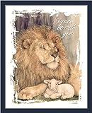 平和Be With You by Barb TourtillotteライオンLambアートプリントフレーム付き 16 x 20インチ