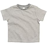 (ベイビーバグズ) Babybugz 赤ちゃん・ベビー用 ボーダー柄 半袖 Tシャツ (6/12ヶ月) (ホワイト/ヘザーグレーメランジェ)