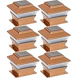 6 Pack Solar Power Copper Outdoor Garden Deck Patio Fence Pathway Post Light [並行輸入品]