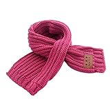 Goenn 編みマフラー キッズ子供用 女の子 男の子 秋冬防寒 大判 しもやけ 対策 厚手 誕生日 お祝い プレゼント 公園 お出かけ お散歩 (ホットピンク)