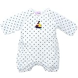 【フィットオール】紺水玉　ヨット編みモチーフフィットオール (50ｃｍ-60ｃｍ)