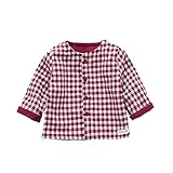 Pojour ベビー服 子供服 男の子 女の子 秋冬 防寒 厚いコート 可愛いグリッドジャケット 厚手 長袖 暖かい 前開き ベビールームウェア 普段着 カジュアル 旅行 記念日 プレゼント 赤