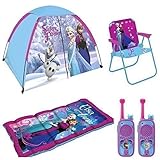 Disney Frozen Kids Indoor/Outdoor Adventure 5 Piece Camp Set - 4' x 3' Tent, Sleeping Bag, Patio Cha