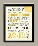 [ガンゴホームデコール]Gango Home Décor Popular You Are My Sunshine Framed Print; Nursery or Childs Room Décor;