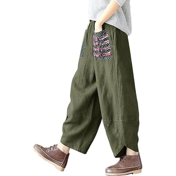 Amazon | [Papolow] レディース サルエルパンツ 柄 エスニック ガウチョパンツ 夏 涼しい ワイドパンツ 楽ちん ゆったり ロングパンツ  ワイド サルエル 夏 パンツ サラサラ 涼しいパンツ ウエストゴム 大きいサイズ 通勤 通学 春夏秋 | カプリ・クロップトパンツ 通販 [FDGFJ] 刺繍 ワイドパンツ ロングパンツ レディース ガウチョパンツ サルエルパンツ 綿麻 ワイドパンツ ガウチョ パンツ