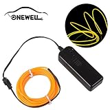 OneWell 9 / 15 ftネオンライト、LEDネオンLEDライトグローElワイヤー文字列ストリップロープチューブの車の装飾、パーティー、Holloween。 15ft イエロー 1573641
