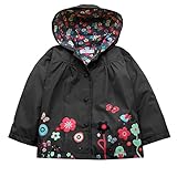 Arshiner 乳幼児/子ども 女の子用 耐水性フード付き コート・ジャケット アウトウェア レインコート フード付き US サイズ: 130(Age for 5-6Y) カラー: ブラック