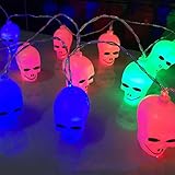 頭蓋骨 ランタン, Lamshaw 20LED イルミネーション ストリングライト 頭蓋骨 ライト 屋内 アウトドア 装飾 (20 LED-Plug)