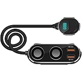 カーチャージャー Quick Charge 3.0 120W シガーソケット2連 USB2ポート 電圧計 SHEAWA スイッチ付き 急速充電 12V/24V 車用USB充電器 iPhone、Android、IQOSなど対応