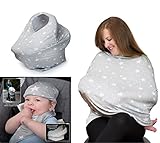 Trcoveric 授乳用ケープ、チャイルドシートカバー、幼児用スカーフ、カートやベビーカー、ハイチェアのカバーなどママと赤ちゃん用マルチに使える5 in 1カバー４点セット