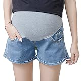 Spinas(スピナス) マタニティ ショートパンツ デニム ダメージ 切りっぱなし M～XL　全4色（ダークブルー　ライトブルー　他2種） (ライトブルー, M)