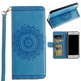 iPhoneフラワー財布case-auroralove IphoneクラシックEthnic曼荼羅花柄PUレザーカードスロットスタンド機能ケースwith Leather Strip forガールズレディ