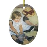 Zazzle Children Playing on theビーチby Mary Cassattメタルオーナメント Oval b3ee0bfc-9d59-c5c6-f0d3-c352115b7b3d
