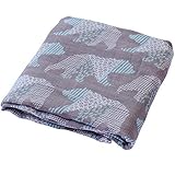 Swaddle Blankets Muslin By LifeTree - Bear Print Extra Soft Bamboo Cotton Burp Cloths & Stroller Cov
