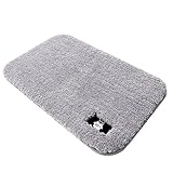 バスマット 浴室マット 速乾 吸水 滑り止め 抗菌 洗える 汚れにくい ふわふわ 絨毯 床保護 冷房対策 柔らかい手触り 風呂 トイレ 50x60cm (グレー)