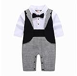 Goodparty ベビー フォーマル スーツ 子供服 男の子 ロンパース タキシード 蝶ネクタイ付き 入園式 卒園式 結婚式 (80cm)