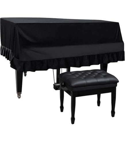 J&C Grand Piano Cover – 220G Thick Pleuche Cloth Dust Cover For Upright Pianos (150-160 Cm / 5-5.3 Ft)