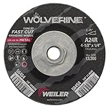 Weiler Tiger 5/8'-11 Arbor, 1/4' Thickness, 4-1/2' Diameter, A24R Grit, Type 27 Grinding Wheel [並行輸入