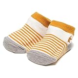星ワンポイント刺しゅう入りボーダーカップソックス 黄 11-13cm