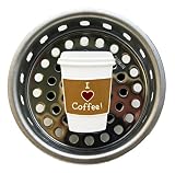 キッチンシンクストッパー& Strainer – エナメルI Loveコーヒー~ステンレススチールバスケット、菌株とプラグAny標準Drain ( 3.25 " ) by theエレガントSink S